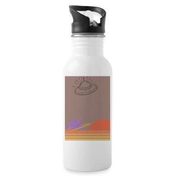 Retro Sunshine - Trinkflasche mit integriertem Trinkhalm - Weiß - Rechts