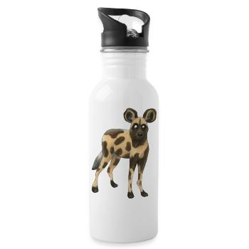 Wildhund - Trinkflasche mit integriertem Trinkhalm - Weiß - Rechts