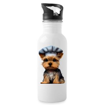 Yorkshire Terrier Restaurateur Puppy Cooking Dog - Water bottle with straw - white - Right
