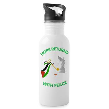 Hope Returns with Peace - Palestine Design - Water bottle with straw - white - Right