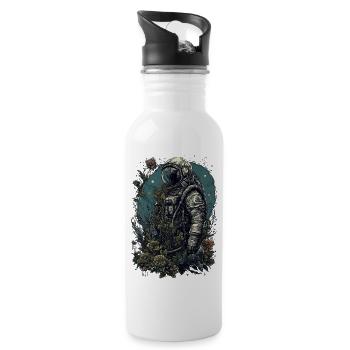 Astronaut overgrown with plants - Surreal - Water bottle with straw - white - Right