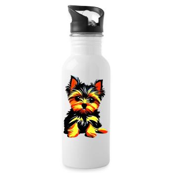Dog Dog Owner Yorkshire Terrier Puppy - Water bottle with straw - white - Right