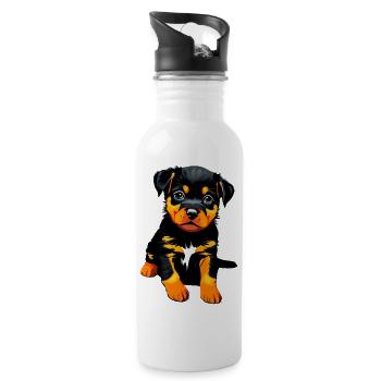 Rottweiler Dogs Dog Puppy Dog Rottweiler Puppy - Water bottle with straw - white - Right
