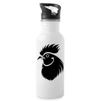 Poulet Poulailler Volaille Coq Ferme - Gourde avec paille intégrée - blanc - Droite