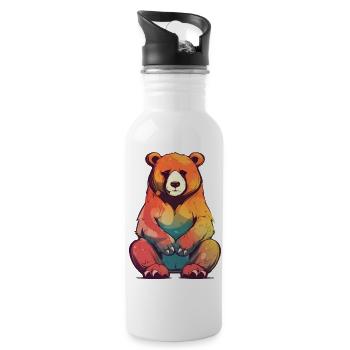 Bado the grumpy bear - Water bottle with straw - white - Right