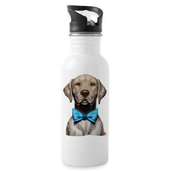 Labradorbesitzer Hundewelpe Labrador Retriever - Trinkflasche mit integriertem Trinkhalm - Weiß - Rechts