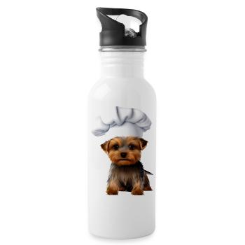 Yorkshire Terrier Restaurateur Chien Chiot Cuisine Chien - Gourde avec paille intégrée - blanc - Droite
