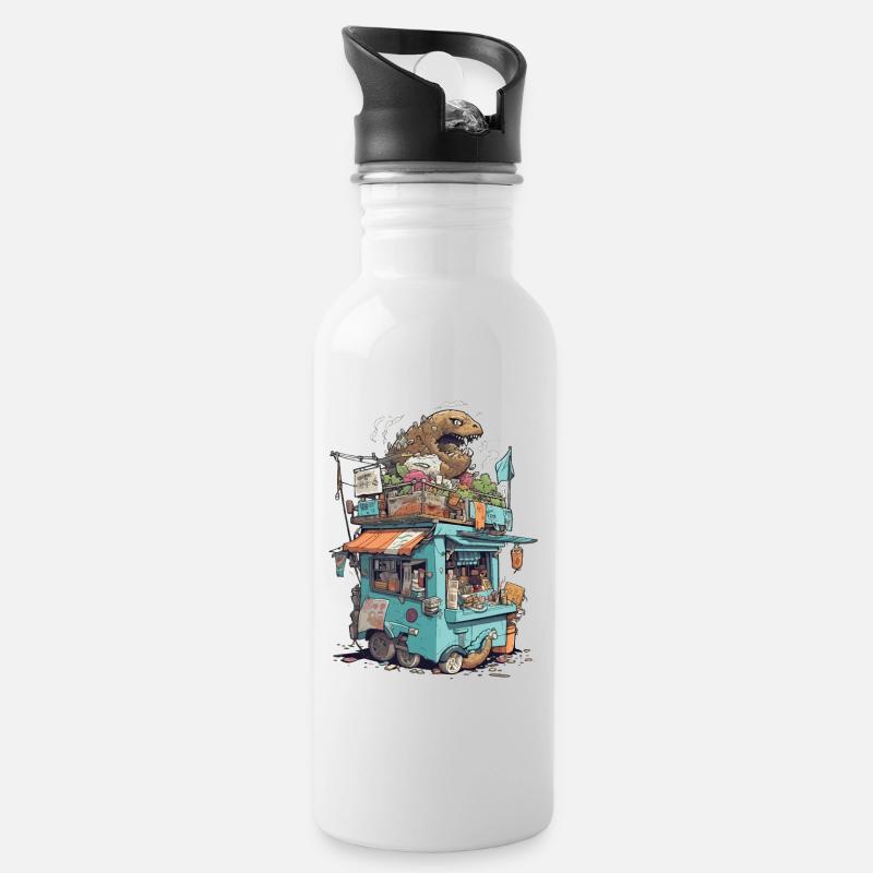 Monster-Kiosk - Trinkflasche mit integriertem Trinkhalm - Weiß