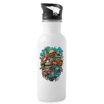 Fast Food City Monsters - Water bottle with straw - white - Right