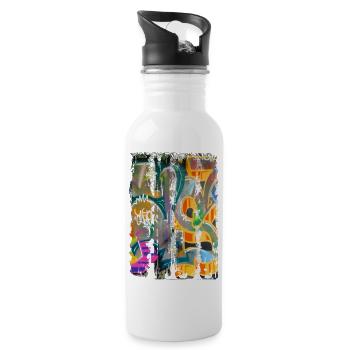 Graffiti style Splash hip hop colors painter color - Water bottle with straw - white - Right