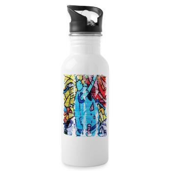 Graffiti-Stil Splash Hip Hop Farben Maler Farbe - Trinkflasche mit integriertem Trinkhalm - Weiß - Rechts