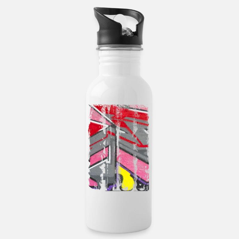 Graffiti style Splash hip hop couleurs peintre couleur - Gourde avec paille intégrée - blanc