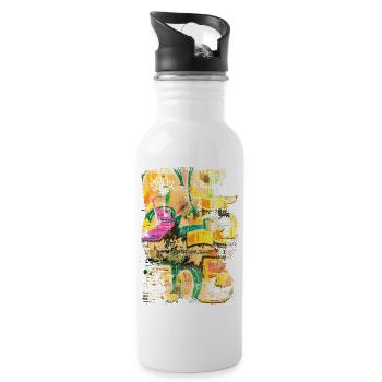 Graffiti style Splash hip hop colors painter color - Water bottle with straw - white - Right