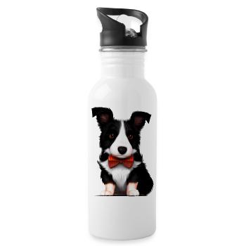 Propriétaires de chiens Border Collie Chiens Amoureux des chiens - Gourde avec paille intégrée - blanc - Droite