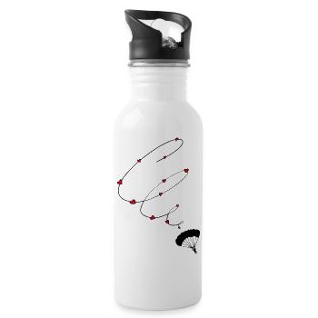 Skydivers love for skydiving - Water bottle with straw - white - Right