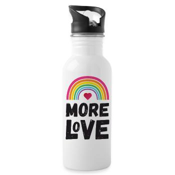 Pride Month LGBT - Mehr Liebe - Trinkflasche mit integriertem Trinkhalm - Weiß - Rechts