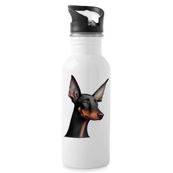 Doberman dresseur chien Doberman Doberman chiot - Gourde avec paille intégrée - blanc - Droite