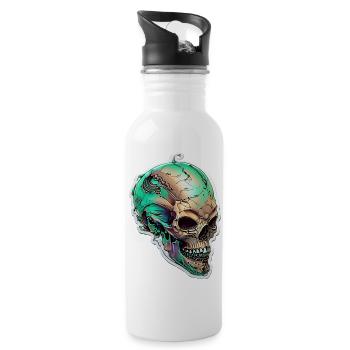 Außerirdischer Schädel - Trinkflasche mit integriertem Trinkhalm - Weiß - Rechts