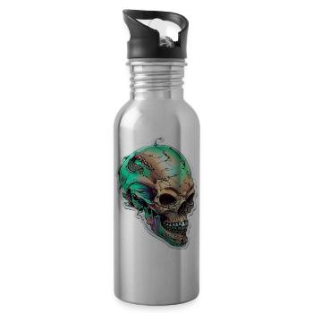 Außerirdischer Schädel - Trinkflasche mit integriertem Trinkhalm - Lightsilver - Rechts