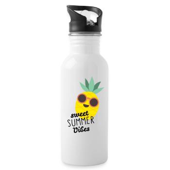 Pineapple with saying sweet summer vibes - Water bottle with straw - white - Right
