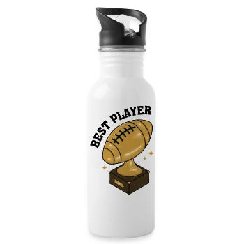Best football player trophy number one - Trinkflasche mit integriertem Trinkhalm - Weiß - Rechts