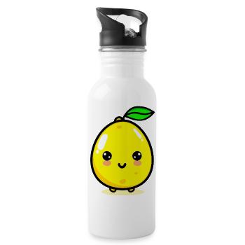 Niedliche Zitrone Kawaii Lemon - Trinkflasche mit integriertem Trinkhalm - Weiß - Rechts