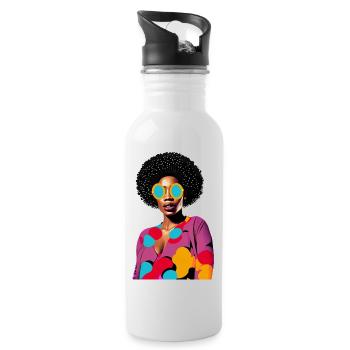 Black Woman - Trinkflasche mit integriertem Trinkhalm - Weiß - Rechts