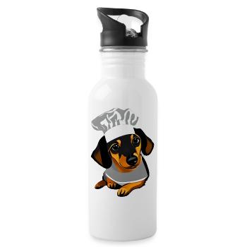 Dogs, dachshund puppy, dachshund, restaurateur, dog, cooking - Water bottle with straw - white - Right