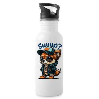 Suuup Hundewelpe - Trinkflasche mit integriertem Trinkhalm - Weiß - Rechts