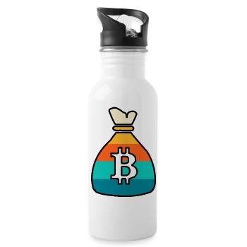 Bourse de bitcoin rétro - Gourde avec paille intégrée - blanc - Droite