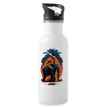 Eléphant, rue à Miami, couleurs vives, - Gourde avec paille intégrée - blanc - Droite