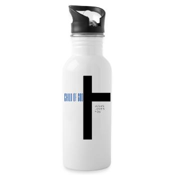 child of god white - Trinkflasche mit integriertem Trinkhalm - Weiß - Rechts
