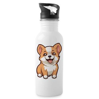 Süßer kleiner Hund - Trinkflasche mit integriertem Trinkhalm - Weiß - Rechts