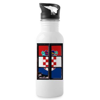 Croatia Flag Adriatic Zagreb Croatian Flag - Water bottle with straw - white - Right