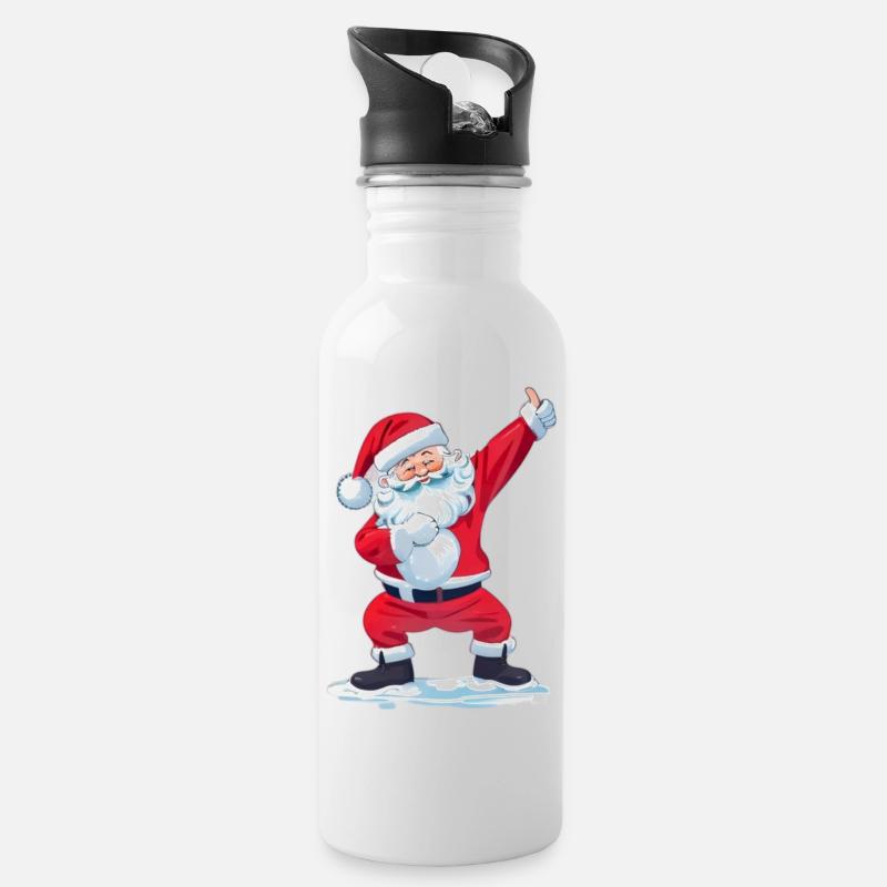 funny santa claus dab - Gourde avec paille intégrée - blanc
