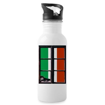 Italy Flag Vintage Italian Flag Distressed Look - Water bottle with straw - white - Right