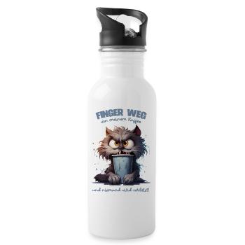 Finger von meinem Kaffee - Trinkflasche mit integriertem Trinkhalm - Weiß - Rechts