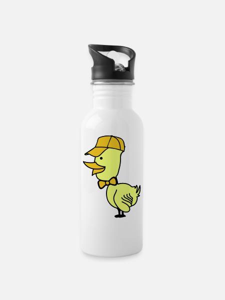 ente cap - Trinkflasche mit integriertem Trinkhalm - Weiß
