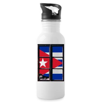 Cuba Flag Caribbean Vacation Cuba Travel Havana - Water bottle with straw - white - Right
