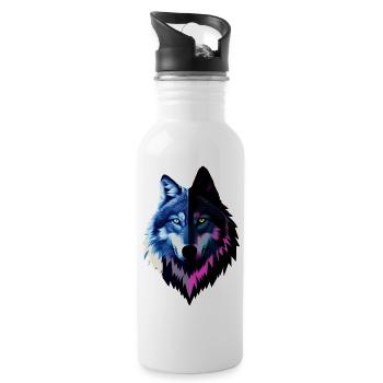 Wolf - Water bottle with straw - white - Right