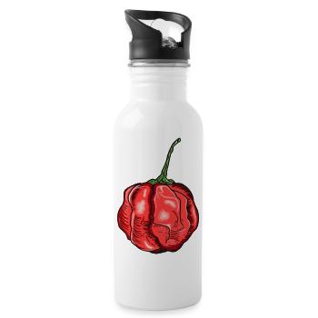Chili Pflanze scharf Tabasco Jalapeno Habanero - Trinkflasche mit integriertem Trinkhalm - Weiß - Rechts