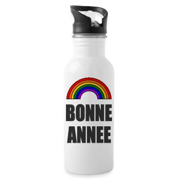 NOËL.BONNE ANNEE. SAINT SYLVESTRE. NOUVELLE ANNÉE. - Gourde avec paille intégrée - blanc - Droite