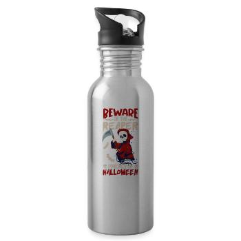 Lustiger Sensenmann-liebhaber Halloween Horror - Trinkflasche mit integriertem Trinkhalm - Lightsilver - Rechts