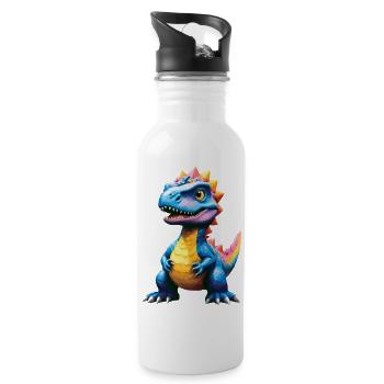 Dino, Dinosaurier, individuellen Text, gestalten - Trinkflasche mit integriertem Trinkhalm - Weiß - Rechts