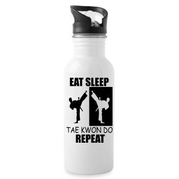 Eat sleep taekwondo repeat - Water bottle with straw - white - Right