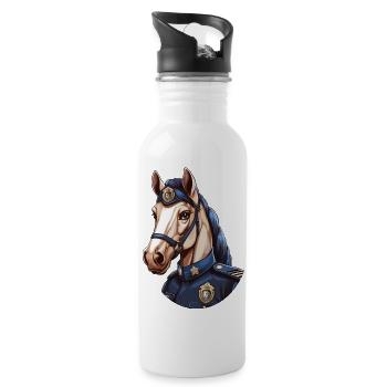Police Horse - Water bottle with straw - white - Right