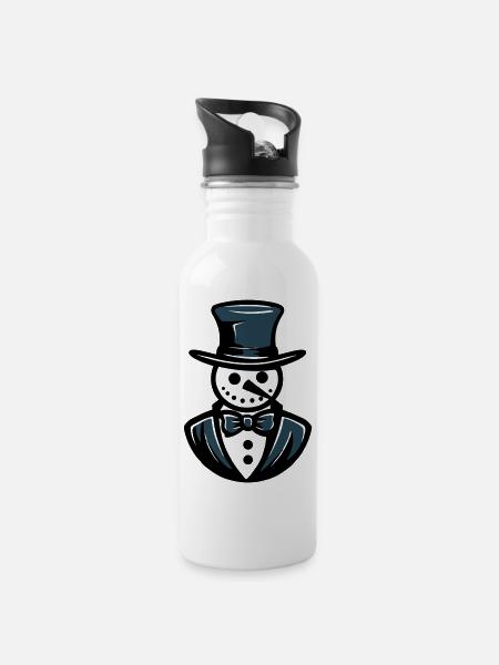 Snowman Frosty Gentleman - Water bottle with straw - white