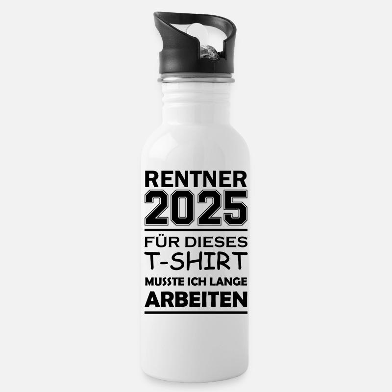 rentner 2025 - Trinkflasche mit integriertem Trinkhalm - Weiß