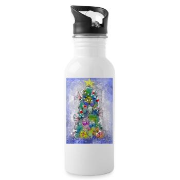 Fabelhafte Hundfamilie im Weihnachtsglanz - Trinkflasche mit integriertem Trinkhalm - Weiß - Rechts