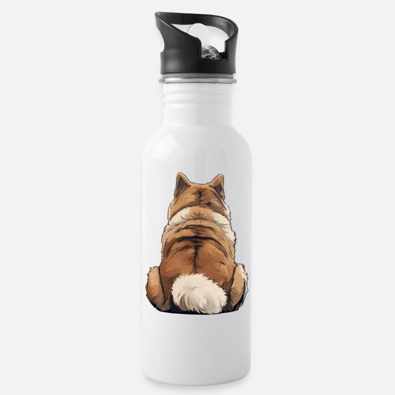 Akita - Trinkflasche mit integriertem Trinkhalm - Weiß